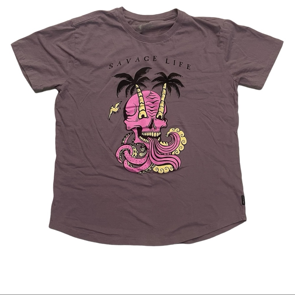 Dikotomy DK Savage Life Purple Graphic T-Shirt Size L